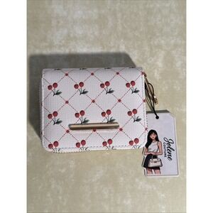 Jolene Couture Wallet White With Cherries and Gold Hardware NEW WITH TAGS